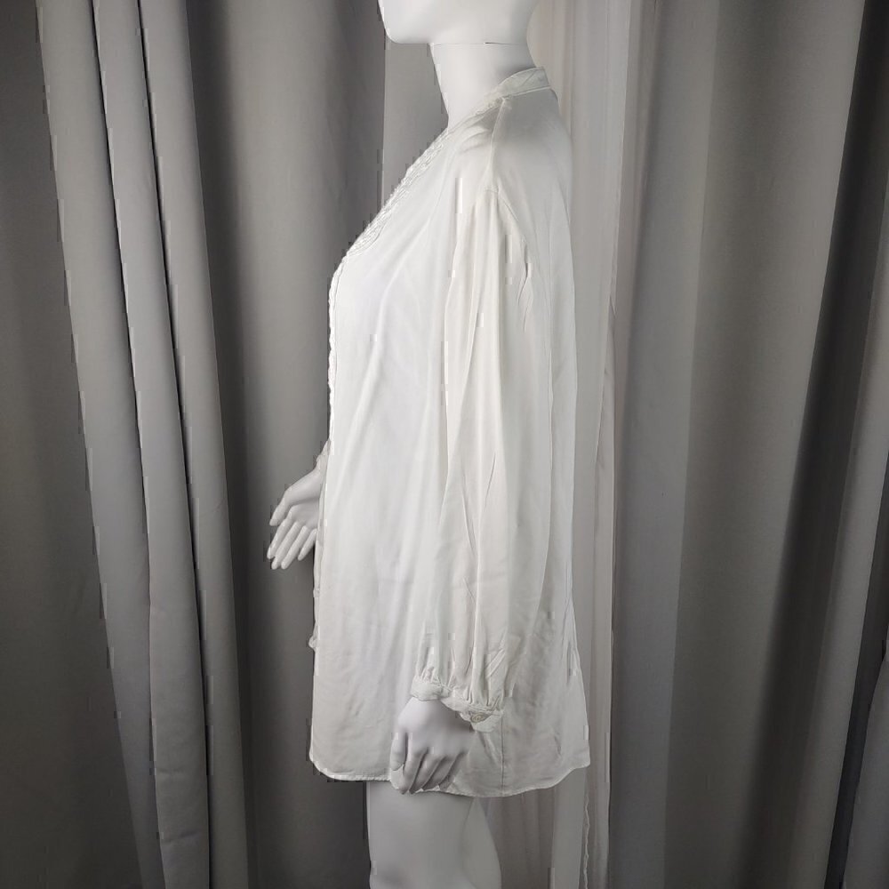 Spense Woman 100% Viscose White Button-Up Long Sleeve Top. Size 1X - Picture 5 of 12